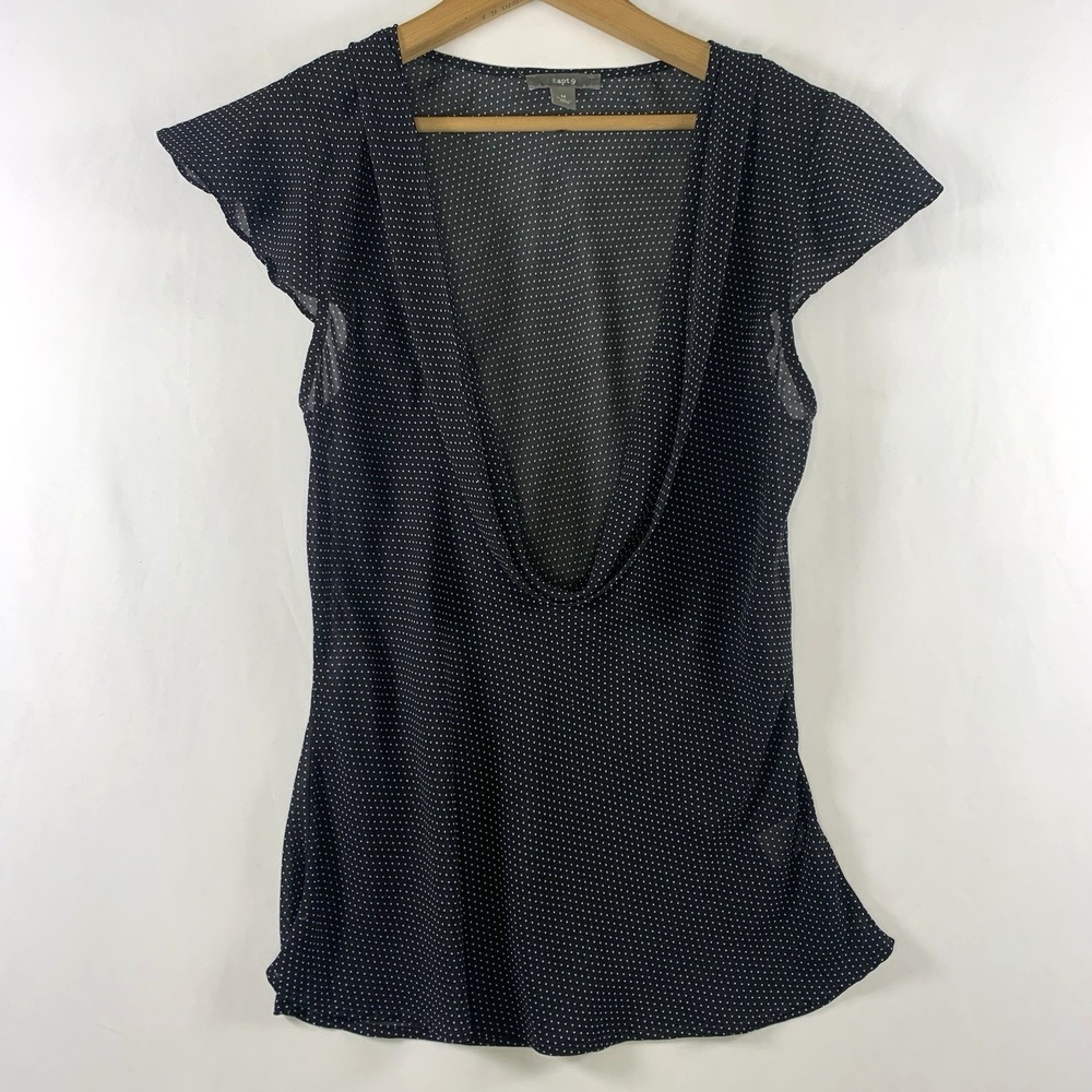 Womens Y2K Cowl Neck Polka Dot Top Size M Retro Feminine Twee Flutter Sleeve